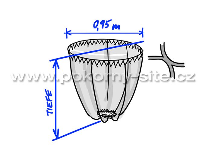 Bild von Mechanischer Kescher - loses Netz, maschinell hergestellt, Masche 20 mm, Ø 95 cm