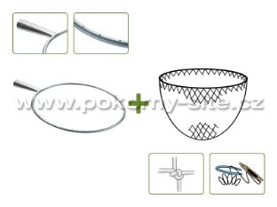 Bild von Kescher rund - Komplet / gebohrt, konische Tülle, Metall / handgeknotet