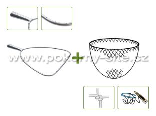 Bild von Kescher D-Form - Komplet / gebohrt, konische Tülle, Metall / handgeknotet