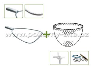 Bild von Kescher D-Form - Komplet / gebohrt, gerade Tülle, Metall / handgeknotet