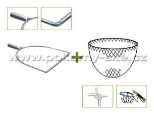 Bild von Kescher D-Form - Komplet / doppelt, gerade Tülle, Metall / handgeknotet